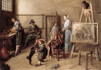Painter in His Studio, Painting a Musical Company